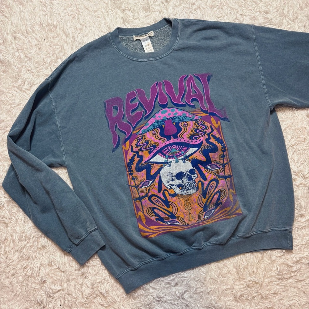 Project Social T X Urban Outfitters Blue Revival Graphic Sweater